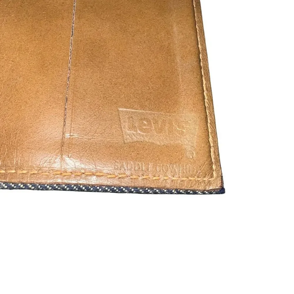 Vintage Levi’s Orange Tab Trifold Leather Saddle Cowhide Denim Wallet